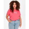 Pink bomulds t-shirt med statement fra Only Carmakoma