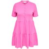 Carapril - Pink bomulds kjole med knapper og flæse fra Only Carmakoma