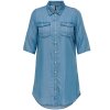 Carronja - Blå skjorte tunika i lækker tencel med hvide knapper fra Only Carmakoma