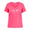 Carlotti - Pink bomulds t-shirt med hvid tryk fra Only Carmakoma