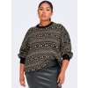 Car SIGRUN - Dejlig varm sort strik bluse med råhvid mønster fra Only Carmakoma