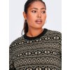 Car SIGRUN - Dejlig varm sort strik bluse med råhvid mønster fra Only Carmakoma