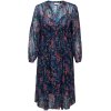 Shanni - Mørkeblå kjole med mønstret chiffon fra Only Carmakoma