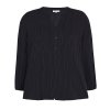 Kimora - Flot sort stribet skjorte bluse i bæredygtig viskose fra Zhenzi