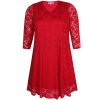 NEOLA - Rød blonde kjole med viskose underkjole fra Zhenzi