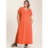 Margit - Flot lang orange kjole i lækker viskose jersey fra Gozzip