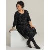 Pernille - Lækker sort kjole i crepet viskose med fine hvide prikker fra Studio