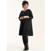 Benedikte - Lækker sort jersey kjole med lynlås og flæsekant fra Studio