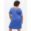 Sød blå jersey kjole med kryds på ryggen fra Zizzi
