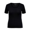Basis T-shirt i sort bumulds jersey med smal-rillet rib struktur fra Only Carmakoma