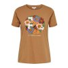 Car MAEVE - Lys brun T-shirt med print af smukke blomster  fra Only Carmakoma