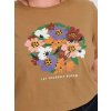 Car MAEVE - Lys brun T-shirt med print af smukke blomster  fra Only Carmakoma