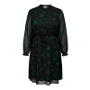 MISCHA - Sort chiffon kjole med grønne blomster  fra Only Carmakoma