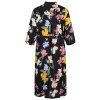 Lang sort skjorte kjole med smukt blomsterprint fra Zizzi