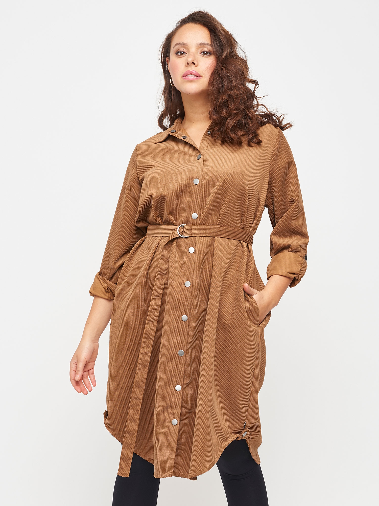 Brun skjortekjole i fløjl, 54-56 / XL female 54-56 / XL ⋆ 599.00 DKK