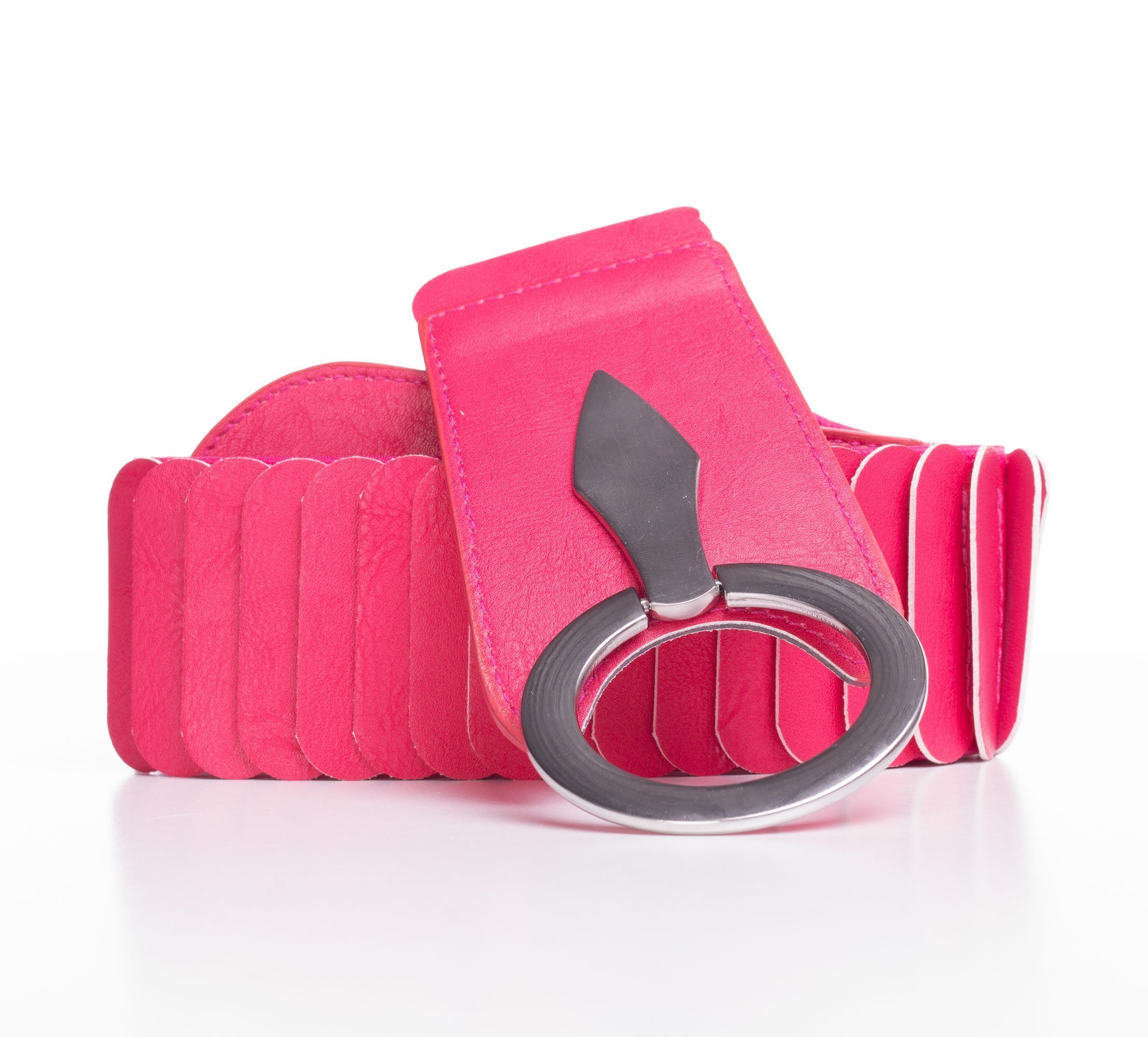 Pink elastisk taljebælte med imiteret læder